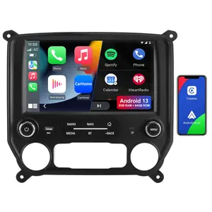 Car Stereo for Chevy Silverado GMC Sierra 2014-2018 touch screen has Android Auto Wireless Carplay, Bluetooth WIFI supports GPS Navigation (With Bose system, you need to purchase an additional fiber optic box! ! !）