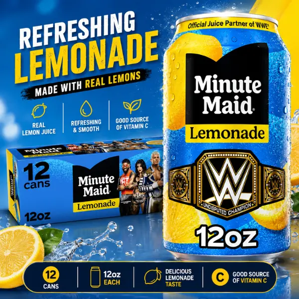 Minute Maid Lemonade Fridge Pack Drink - 12 Cans, 12 fl oz Each, Refreshing Lemonade Beverage