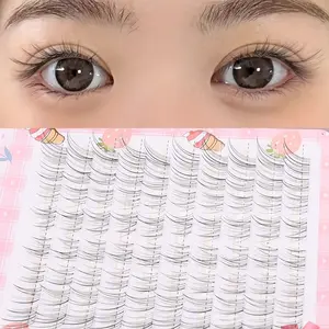 10 rows of clear diagonal flying fox false eyelash clusters, Cosmetic Lash Extensions, single cluster DIY lazy C curl, natural fluffiness, daily segmented extension clusters, Diy Eyelash Extensions, Fluffy Eyelash Clusters