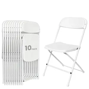 10 Pack Plastic Folding Chairs, 350LBS Load Bearing, Stackable Portable Chairs for Wedding, Party, Office & Home Decor