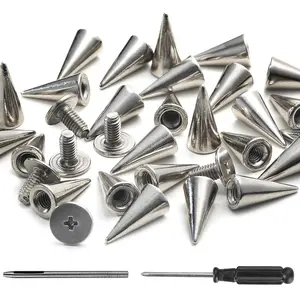 100 Sets Spikes and Studs 12MM Spikes for Clothing Metal Studs Rivets for Leather Punk Spikes Rivets Screw Back Studs and Spikes for Clothing Shoes Belts Bags Hats 15/32 Inch (Silver)