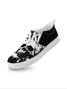 Women's Gothic Skull Slip-On Shoes, Unique Gothic Skull Design Trainers for Women, Comfortable Casual Sneakers