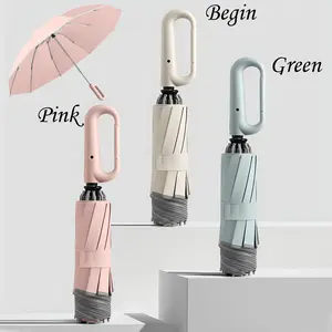 Foldable Rainproof Automatic Umbrella, 1 Count Ring Buckle Windproof Rainproof Reinforced Umbrella, Innovative Sun-protection Folding Umbrella for Men & Women, Pocket Umbrella, Suitable for Rainy Days Outdoor Travel, Innovative Household Items