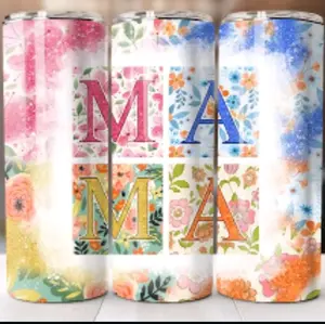 Mama Floral Tumbler - Personalized Drinkware with Colorful Floral Design and Lettering