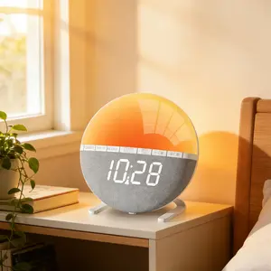 Sunrise Alarm Clock, 7-Color Night Light, 7 Ringtones, Snooze, Dimmable, For Heavy Sleepers, Bedroom Decor, Bedside Table Essential, Dorm Must-Have, Gift for Teens