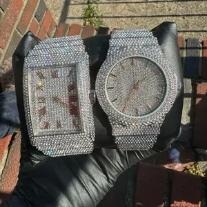 Ice Out White Gold Plated Men Women Luxury Metal Coating Couple Hip Hop Watch