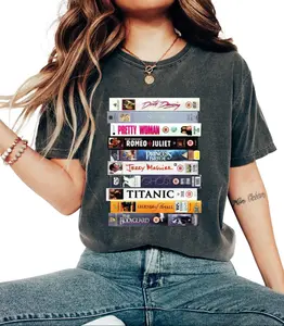 80's, 90's and 2000 Romance VHS Stack Vintage DTG Printed Comfort Colors T-Shirt or Crewneck Sweatshirt