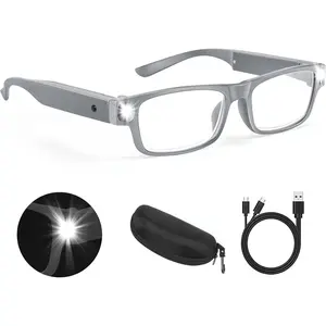 200% Magnifying Glasses with Light, USB Rechargeable LED Lighted Hands Free Head Magnifier Eyewear for Close Work, Hobbies, Reading, Craft, Jewellery, Sewing for Seniors