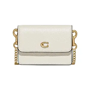 COACH 1Card Case Series C Logo Flip-Top Chain Crossbody Bag in Pebbled Leather for Women