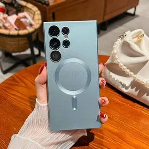 For Samsung Galaxy Luxury Wireless Charging Magsafe Case For Samsung Galaxy S22 S23S21 S20 Plus Ultra FE Plus Note 10 20 Soft Magsafe Bumper Cover