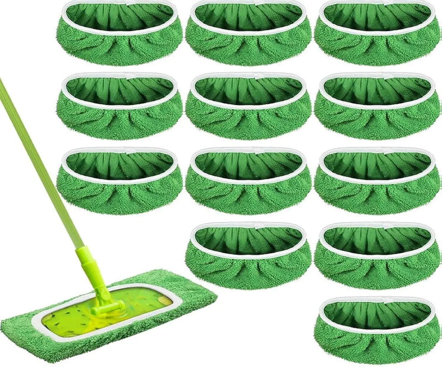 12-Pack Coral Fleece Mop Pads for Swiffer Sweeper - Reusable, Removable, Absorbent, Eco-Friendly, Multifunctional, Machine Washable Wet-Dry Cloths for Hardwood Floors, Tile, Kitchens, All Surfaces, Grip That Stays