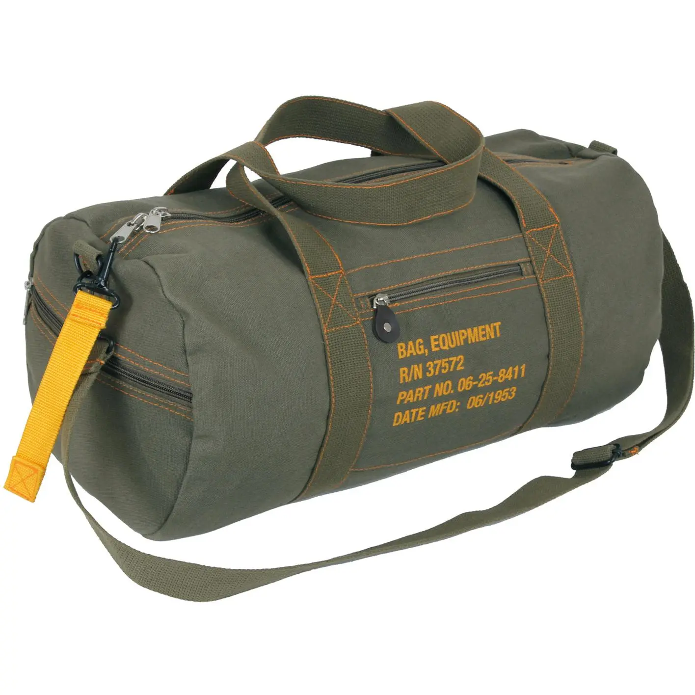 Olive Drab Cotton Canvas Vintage Outdoor Gear Duffel Bag - Adjustable Strap,Athletic Style,Classic Sports Duffels - 19"x19"x9" Gym & Flight Equipment Carry Bag, Adjustable Strap Sports Duffels