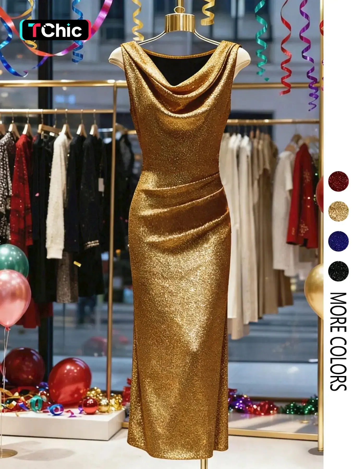 Elegant sleeveless party dress for women, fitted long evening gown, autumn/winter fashion, solid color design, formal wear, the perfect choice for parties, Dresses For Party, Elegant Chic Gown
