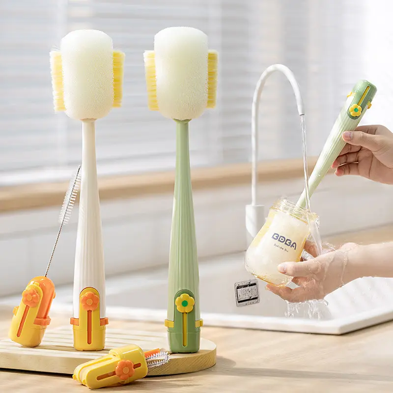 5-in-1 Household Cup Cleaning Brush Set, Multi-functional Bottle & Nipple Cleaner, Straw Brush, Gap Brush & Sponge Scrubber