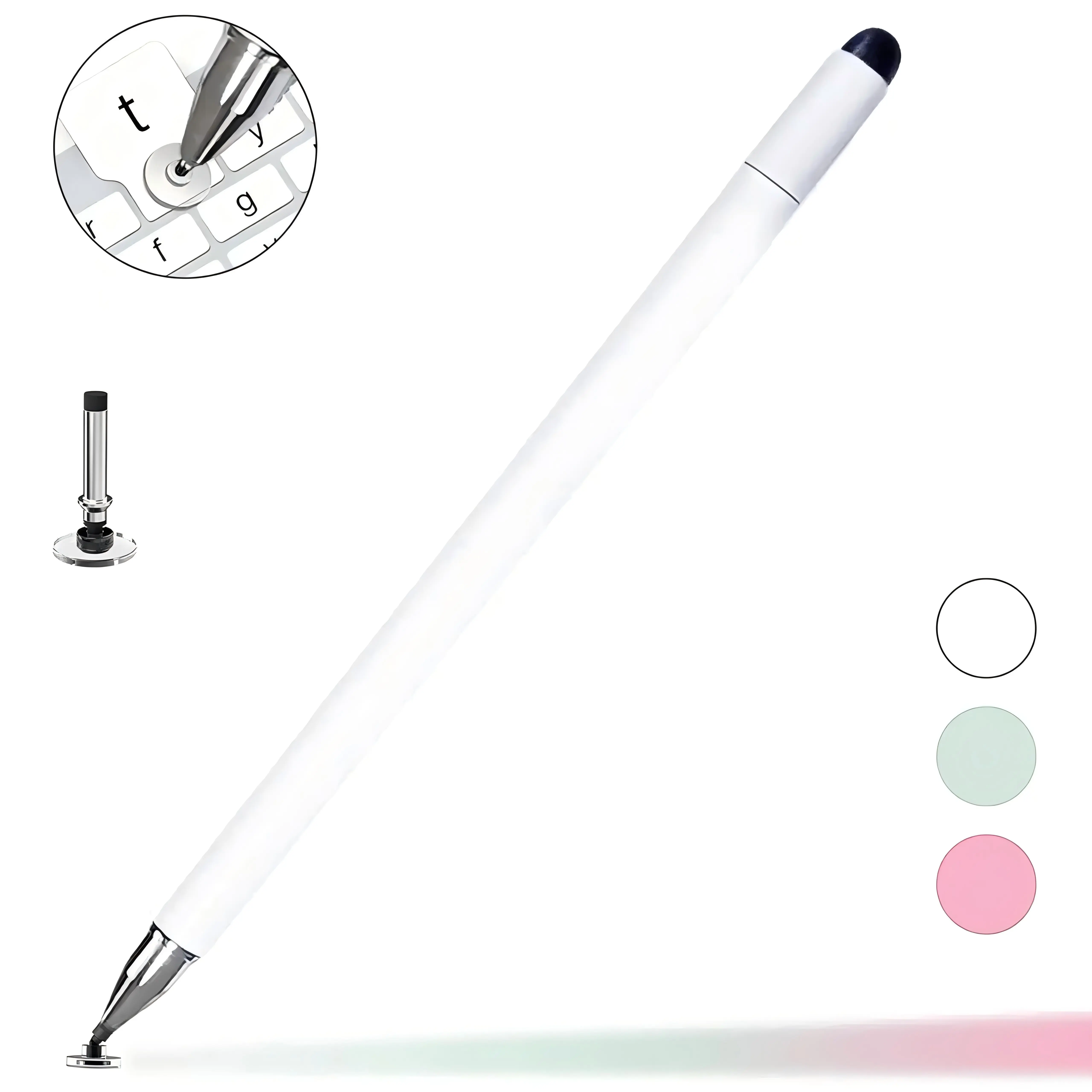 【PIPA】3-in-1 Universal Stylus Pen for Touch Screens, White Stylus with Disc Tip, Ballpoint Pen & Soft Touch Tip, No Bluetooth No Charging, Smooth Writing Drawing Pen for Tablets, Phones, Switch, School & Office