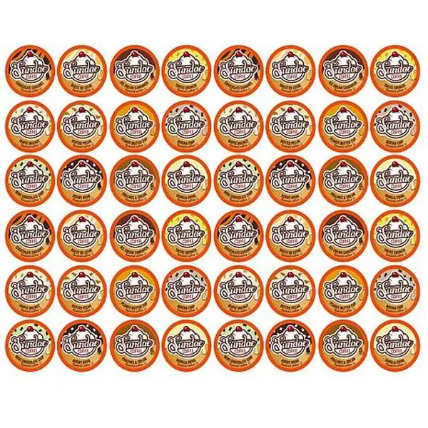 Two Rivers Coffee Sundae Ice Cream Assorted Flavored Coffee Pods Variety 48-Pack