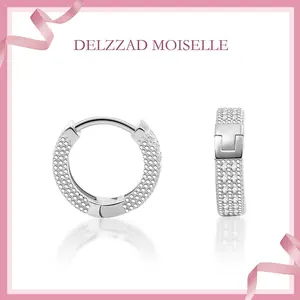 Delzzad Iced Hoop Earrings Round VVS Moissanite Earrings Dangle Earrings Jewelry Earrings Perfect Birthday Mother’s Day Christmas Gift for Men Women Golden Earrings Wedding Set