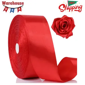 100 Yards Ribbon,1-1/2 Inch Red Satin Ribbon