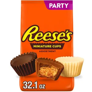 REESE'S Miniatures Assorted Flavored Peanut Butter Cups, Candy Party Pack, 32.1 oz