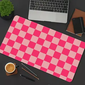 Rose Pink Mouse Pad Checkered Pink Gaming Mouse Pads Pink Checkered Mousepad XXL Rubber Stitched Edges Keyboard Pad Desk Accessories Desktop Accessory Large Extended Desk Decor For Office