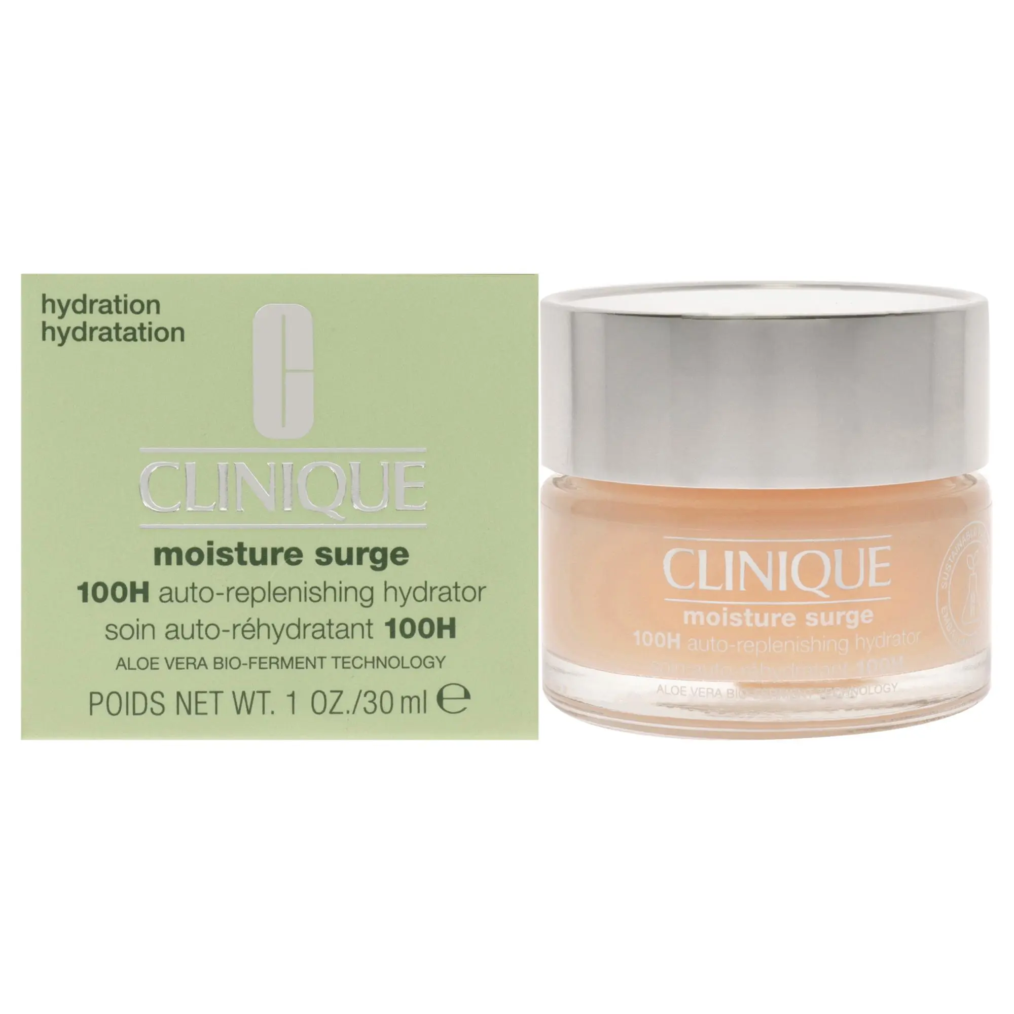 Clinique Moisture Surge 100-Hour Auto-Replenishing Hydrator - Unisex Daily Apply Long-Hydration Moisturizer, 1oz Compact Skin Care Product