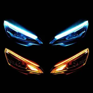 Car Headlight LED Decorative Light, Dual Color LED Streamer Turn Signal Light, Auto Exterior Decorative Light, Universal Car Accessories