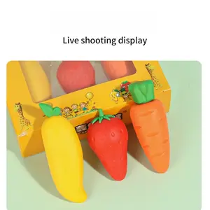 3-Pack Fruit Carrot Erasers, Cute Adorable No-Trace Fun Student Erasers, Creative Stationery, Back-To-School Gifts, School Awards, Clean Erasing