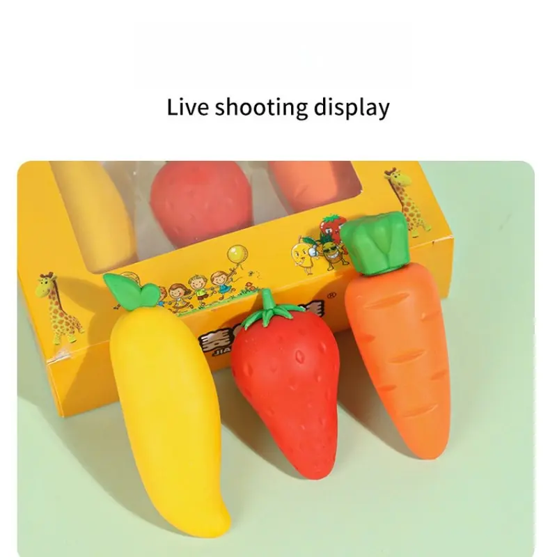 3-Pack Fruit Carrot Erasers, Cute Adorable No-Trace Fun Student Erasers, Creative Stationery, Writing Stationery, Back-To-School Gifts, School Awards, Study Tool, Clean Erasing