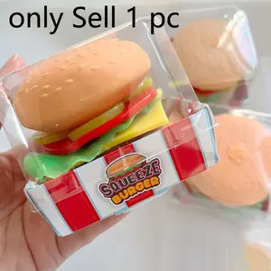 TOOUEE 1 PC Hamburger Squishy Toy, Soft Silicone Slow Rising Stress Relief Fidget Sensory Toy for Adults, Cute Kawaii Anxiety Calming Gift for Friends Birthday Christmas Halloween