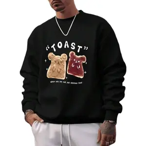 Funny Toast Lover Sweatshirt, Peanut Butter Graphic Pullover, Casual Winter Streetwear