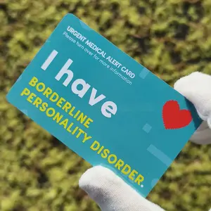 Emergency Medical Alert Card Design for Mental Health Conditions, Bipolar Disorder & Borderline Personality Disorder, Urgent Notice for Caregivers, Durable Card