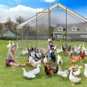 Walk-in metal chicken coop – Robust poultry cage with waterproof & UV-resistant cover, outdoor aviary for chickens, ducks & rabbits – Ideal for garden & yard – Size: 9.8 x 13.1 x 6.6