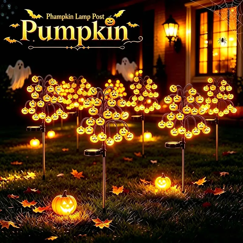 Halloween Pumpkin Tree Decorative Garden Stake with 20 Smiling Pumpkins, Multi-Holiday Outdoor Yard Ornament, Fall Spooky Patio Light, Xmas Backyard Accent for Lawn, Garden, Holiday Party (Sports & Outdoor Camping & Hiking Lights & Lanterns)