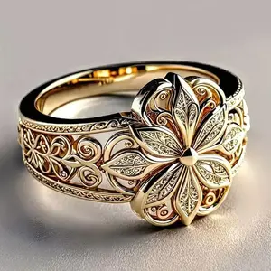 Hollow-Out Pattern Design Ring for Women Engagement Jewelry