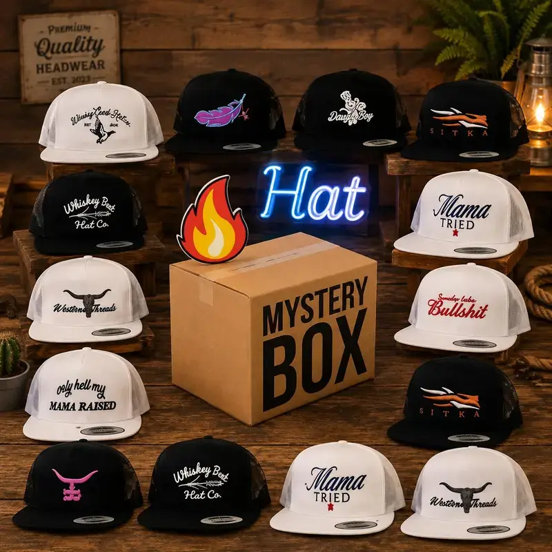 [ BUY 1 GET 1 ] New One Hats Mystery Box Random hat Sent , Mama Tried Happy, Whiskey Creek, Feathered Outlaw, Dough Boy, Standin on Snapback