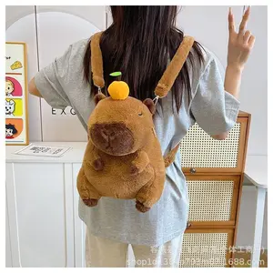 Generic Capybara Plush Backpack Cute Soft Furry Stuffed Animal Bag For Kids Toddler Daily Travel Perfect Birthday Holiday Gift