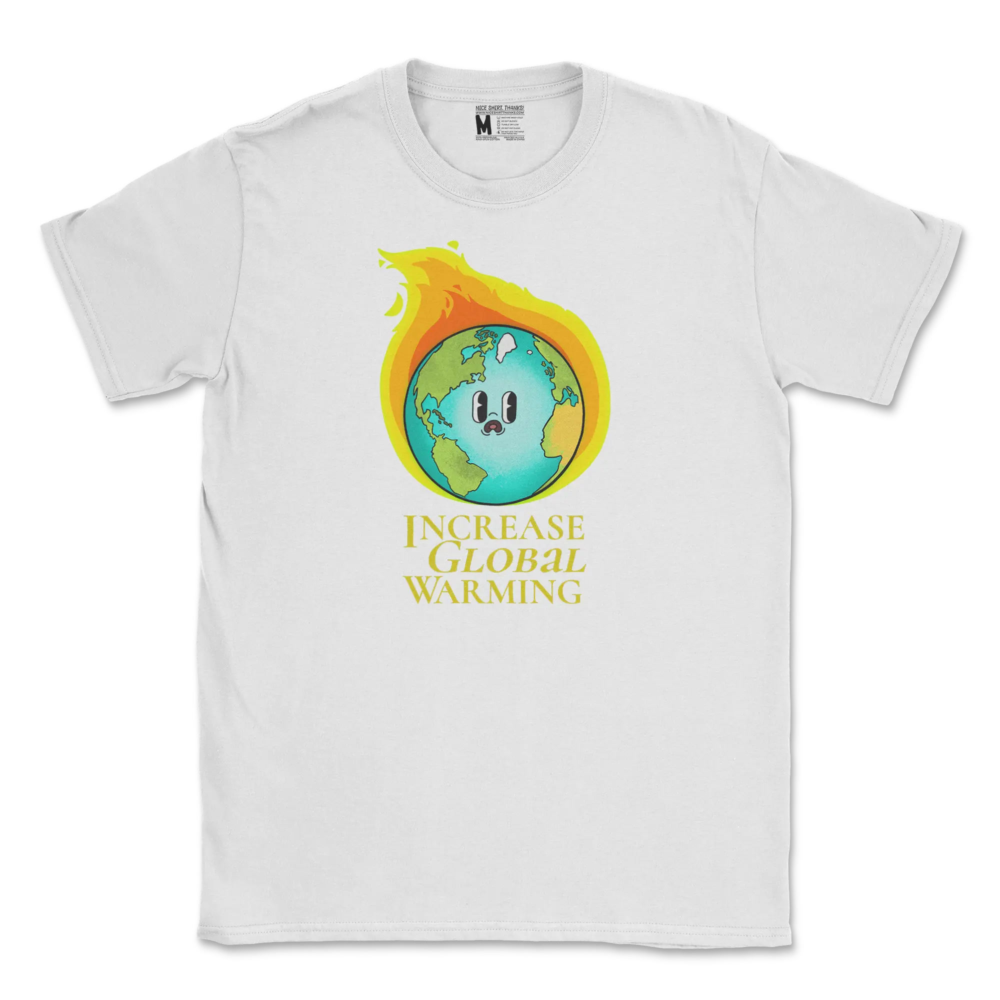 Increase Global Warming T-Shirt - Casual Crewneck T-Shirt with Graphic Design, Short Sleeve, Suitable for Men, Streetwear Style