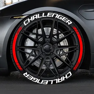 8-Pack For 4 Tires Permanent Challenger Tire Lettering Stickers Car Tire Decal White stripe 1.25" Letters for 14" to 22"  (Glue and Accessories Not Included)