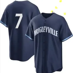 Men's baseball jersey #7 shirt button; Chicago baseball shirt, Baseball Jersey, Classic Sport Shirt, Unisex Streetwear Style