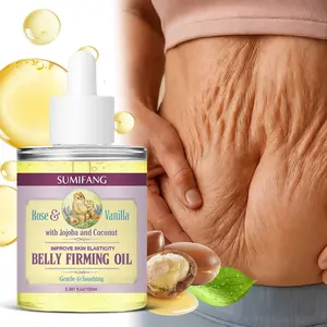 SUMIFANG Rose & Vanilla Abdominal Firming Oil 100ml, Oil Blend, Centella Asiatica + Aloe Vera + Jojoba Oil, Improves elasticity and firms the abdomen, Deeply nourishes and soothes stretched skin, Helps reduce sagging and restore skin firmness