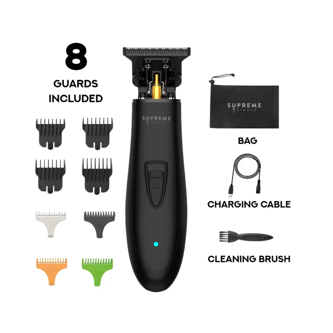 Supreme Trimmer T-SHAPER Zero Gap Hair Trimmer – DLC T-Blade, 120 Min Runtime, 8 Guards
