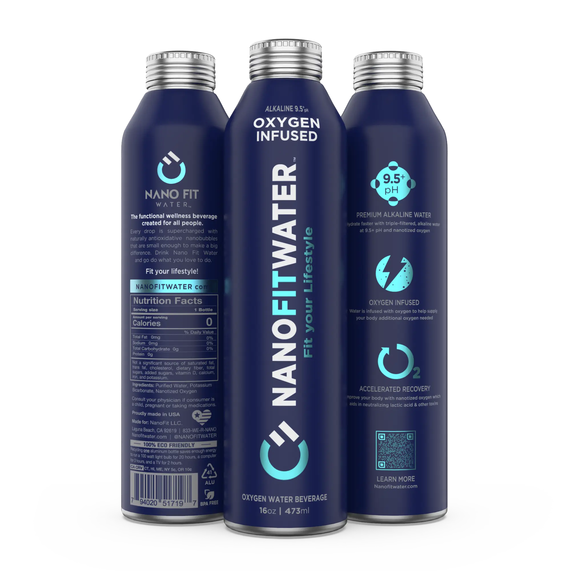 Nano Fit Water - Oxygenated Alkaline Beverage with Nano Technology for Enhanced Performance & Intense Hydration