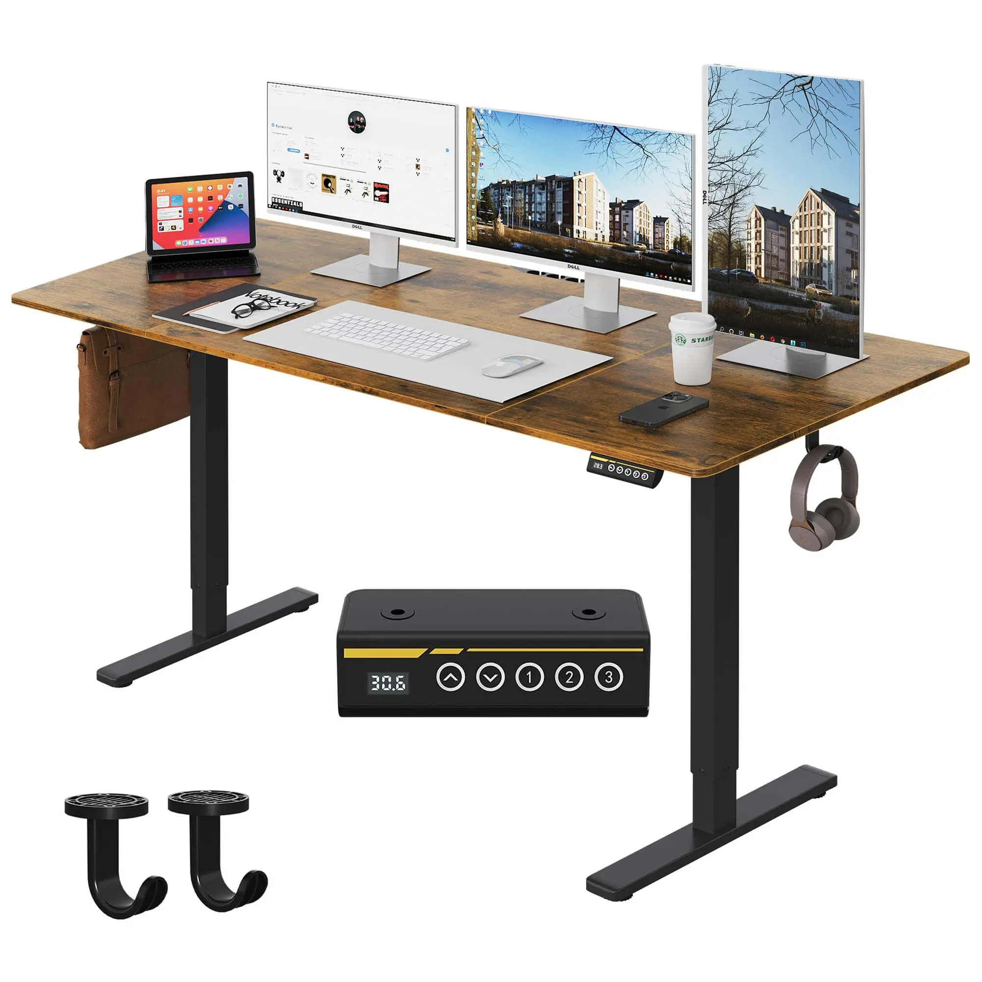 63"×28"Electric Height Adjustable Sit-Stand Desk, Height Adjustable with 3 Custom Height Memory Presets, Equipped with Child Lock, Easy & Quick Assembly, Ideal for Home & Office Use, Perfect as Computer Work Desk, Workstation, Study Writing Desk