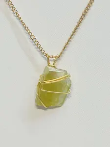 Green Calcite Custom Wire Wrapped Pendant - Elegant Design with Unique Wire Wrapping Technique