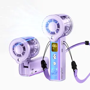 【Hangfan】 Portable Indoor Electric Heater Portable Misting Fan 3000mAh Rechargeable USB Fan, 100 Speed Adjustable, Foldable Mini Handheld Fan with LED Light, Power Bank Function, Personal Cooling Fan for Office Travel Shopping Concert Outdoor