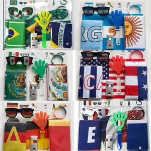 Full Set National Flag Fan Cheering Kit | 6 Countries Optional, All-In-One Game Day, Festival & Parade Party Accessories, Ready to Use Out of Box