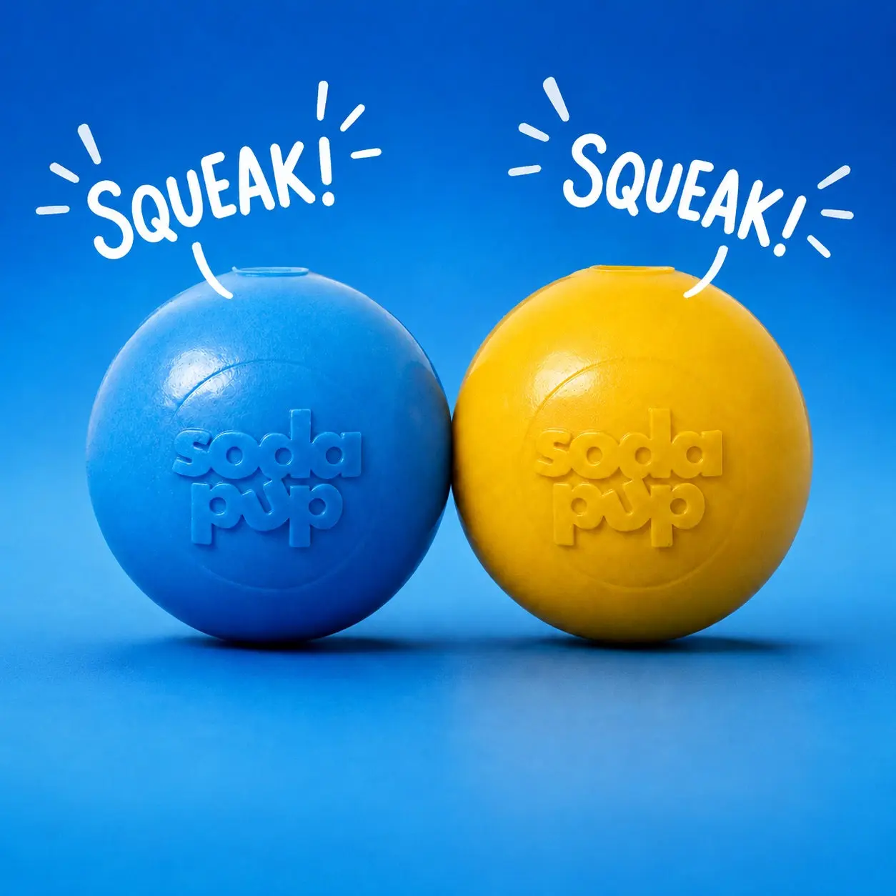 SodaPup Squeak Ball Ultra Durable PUP-X Blue Floating & Chewing Ball for Dogs 30 Day Replacement Guarantee Made in USA