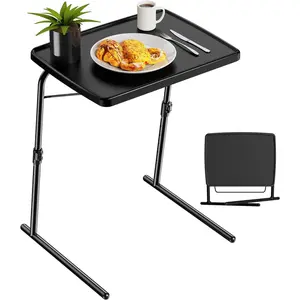 Max TV Tray Table,  Adjustable Large TV Tray for Eating, Folding Dinner Laptop Table on Couch & Bed with 6 Heights & 3 Tilt Angles, Black