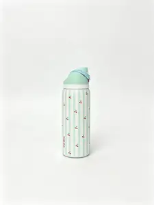 Owala 32oz FreeSip Insulated Water Bottle - Mint Striped Cherry Print, Leak-Proof Stainless Steel Drinkware, Travel Cup, Water Tumbler, Flask, Keeps Drinks Cold 24H, Flasks Drinkware Flasks Mug Stylish Portable Bottled day gift xmas