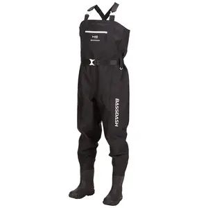 Bassdash 3D Boot Foot Game Wader Ultra High Strength Black Plaid Nylon PVC Fishing Hunting Chest Waders for Men in 7 Sizes